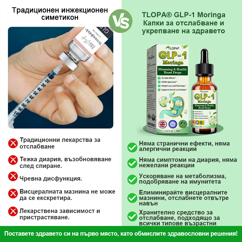 Voilaist® GLP-1 Капки за отслабване и здраве с моринга 🏆 (👨‍⚕️ Хранителна добавка за изгаряне на мазнини – разработена от Обществото по затлъстяване)